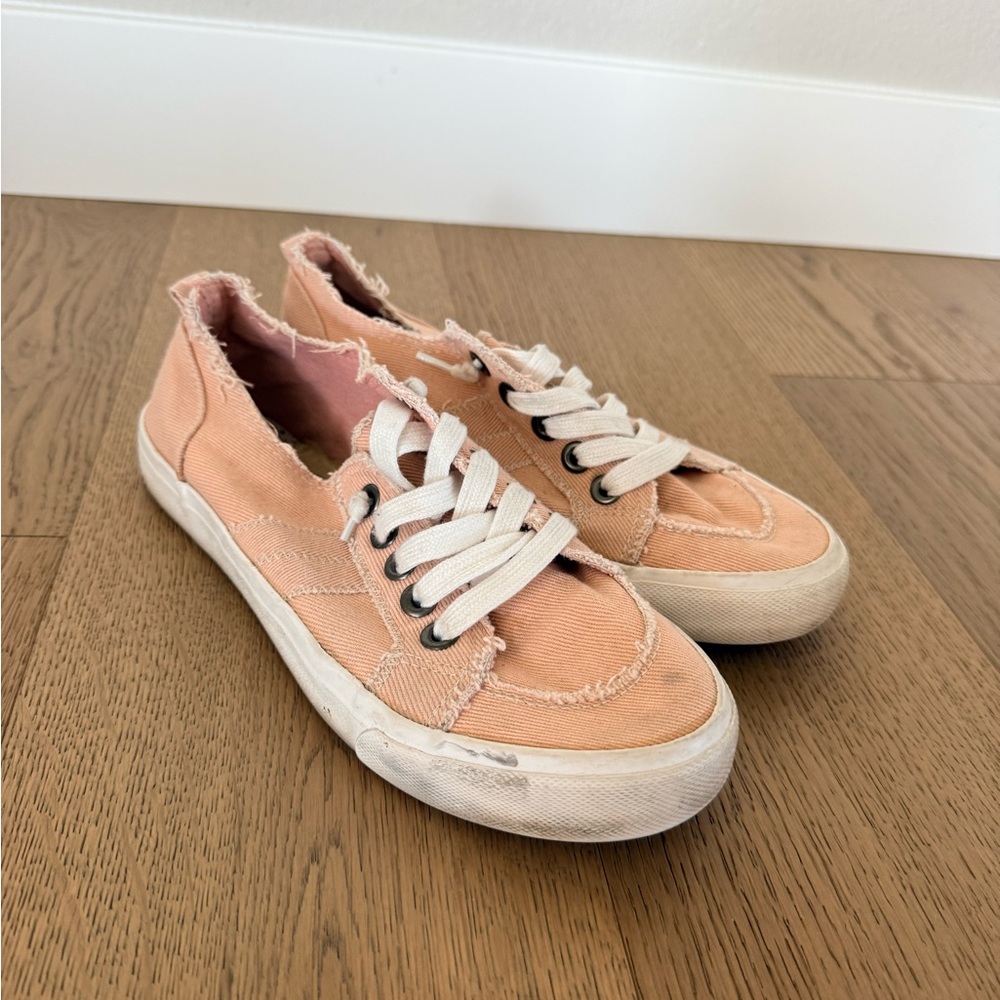 Maurices Peach Frayed Sneakers